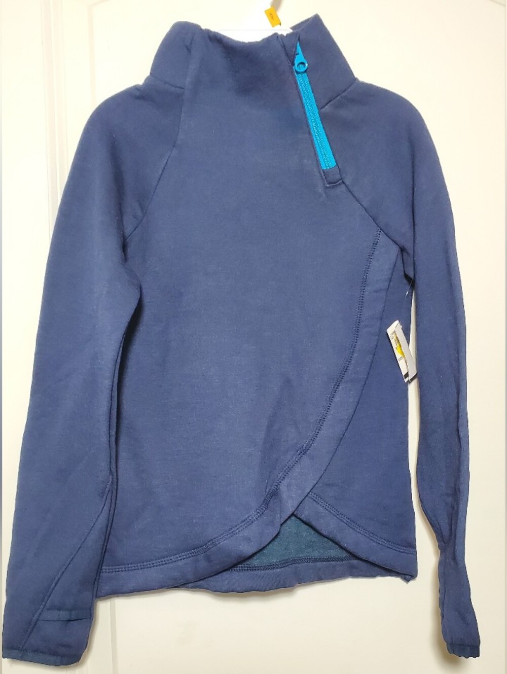Avia Dove Blue Aysmmetrical Tulip Hem Zipper High Neck Pullover Girls XS